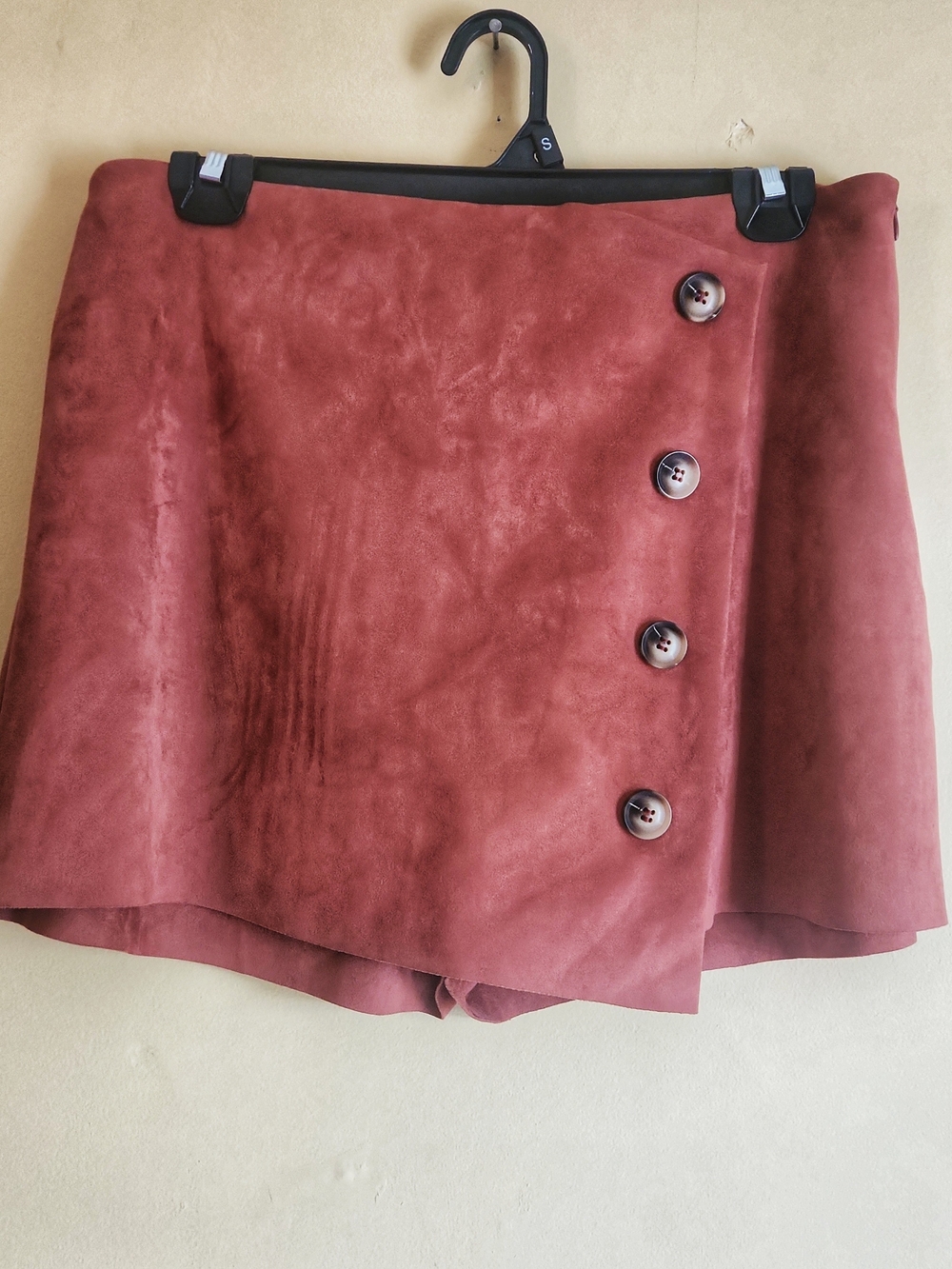 Naked Zebra Mini Skort in Deep Rust with Side Buttons
